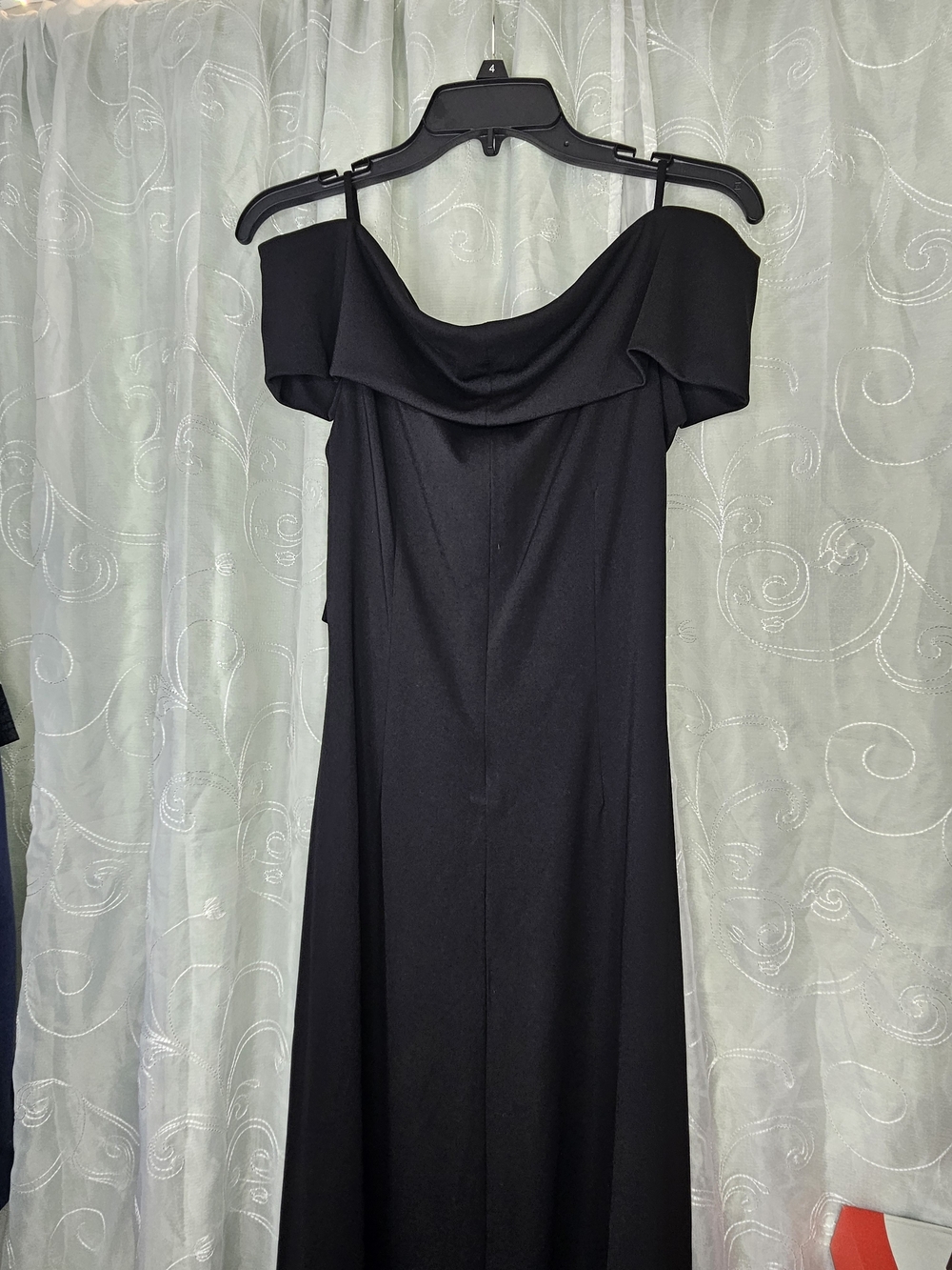 Donna Karan New York Off-The-Shoulder Asymmetrical Midi Dress Black 6 NWT - Picture 2 of 4